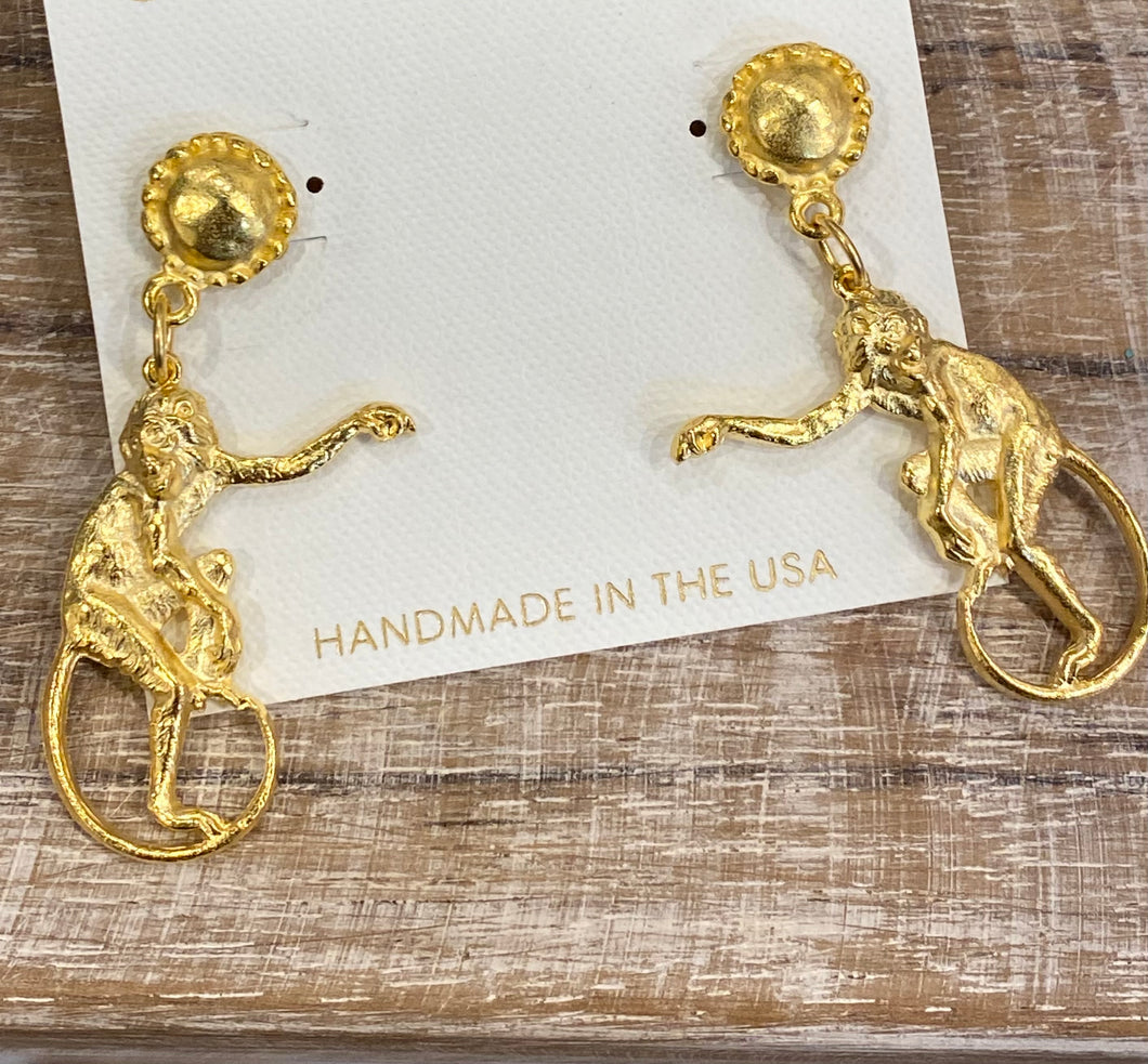 Gold Monkey Earrings